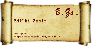 Béki Zsolt névjegykártya