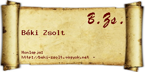 Béki Zsolt névjegykártya